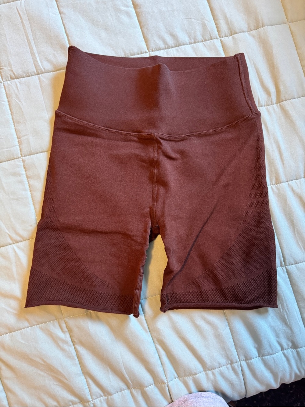 High-Waist Ribbed Seamless Bike Shorts - brown